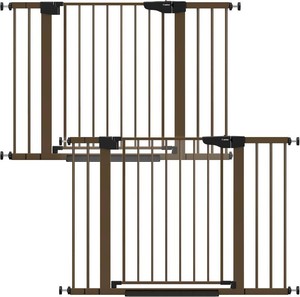 $200 Cumbor 2 Pack 30-46 Baby Gate for Stairs, Auto Close Dog Gate Indoor Brown  Easy Install Pressure Mounted Pet Gates for Doorways, Easy Walk Thru Wide Safety Gate for Dog-Moms Choice Awards Winner