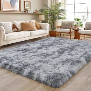 Area Rug for Living Room 6x9, Tie-Dye Silver Grey Ultra Soft Shag Area Rugs  Upgrade Non-Slip Durable, Plush Fuzzy Carpet for Bedroom Girls Boys Room Home Teens Modern Indoor Home Dorm Decor Aesthetic