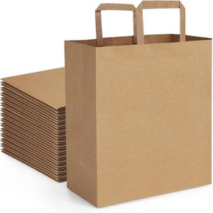 BagDream Kraft Paper Bags with Handles 12x7x14 Inch Large Brown 250 pack Bulk  Recycled, Sturdy Flat Handles, For Paper Recycling, Takeout, To-Go, Grocery Shopping, Small Business, Crafts, Gift Packaging