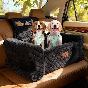 Dog Car Seat for MediumLarge Dogs up to 60LBS Memory Foam Dog Booster Seat  with Thick Cushion, Pet Car Seat for Back with Detachable Washable Cover, Storage Pockets for SUV, Pick Up, Trunk, Black