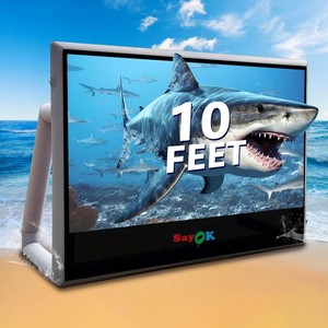 $160 SAYOK 10FT(120IN) Inflatable Projector Screen, Movie Screen Outdoor  Quiet, Waterproof & Durable, High Quality TPU Material for World Cup, Ball Games, Outdoor Movies, Pool Parties Backyard