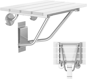 $120 Folding Shower Seat & Chair Wall Mounted for Adults, Fold Down Shower Bench & Stool for Inside Shower, for Small Spaces, Foldable (White, Extra Large)