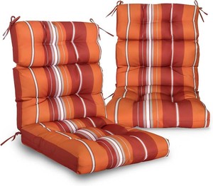 $127 EAGLE PEAK Tufted OutdoorIndoor High Back Patio Chair Cushions, 2 Pack, 46 x 22, Red Stripes