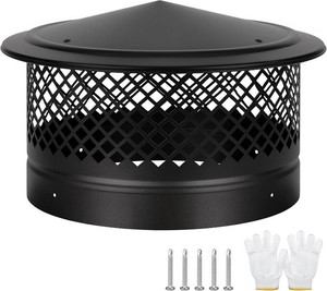 Cone Top Chimney Cap,12 Inch Round Chimney Cover with Screen,Roof Rain 12 Inch Stove Pipe Cap Topper Fireplace Exhaust Roof Vent Cover Outside-Galvanized Steel,Better Airflow Ventilation