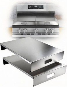Gas Stove Top Covers,2 In 1 Gas Stove Cover,Stainless Steel Gas Stove Covers,Sink Cover Noodle Cutting Board For Electric Gas Burners Sink Noodle Board,Black,Single Size 15x 21.5x3(2, Silver)