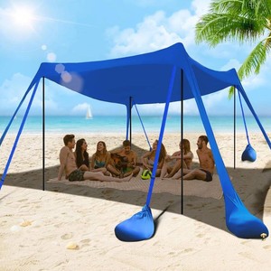 besuhot Beach Tent Sun Shelter 10x10FT Beach Shade Canopy with 8 Sandbags  UPF 50 Protection Beach Shade Canopy, Outdoor Tent for Beach Camping Trips, Fishing, Backyard