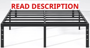 JETO Metal Bed Frame,Queen Size Bed Frame with Storage Space,14 Inch  Heavy Duty Sturdy Mattress Foundation,Easy Assembly,No Box Spring Needed, Black