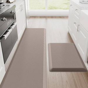 StepRite 1-Inch Kitchen Mats for Floor, 2-Piece Anti-Fatigue Rugs, Khaki  20 x 32  20 x 72, extra-thick cushioning, water-resistant, easy to clean, non-slip, for kitchens and standing desks