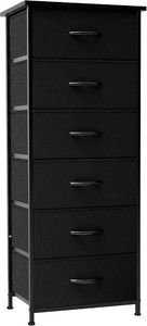 Tall 6-Drawer Fabric Dresser Tower for Closet, Vertical Storage, Black  Sturdy Steel Frame, Wood Top and Easy Pull Fabric Bins Handles - Organizer Unit for Bedroom, Hallway, Entryway