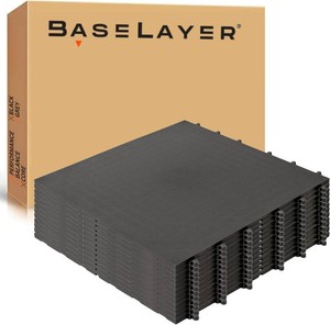 $244 Baselayer CORE Series Interlocking Floor Tiles - Durable   in TPE (Rubber Like, NOT Foam, no Odor) - Gym Flooring for Stretching, Yoga, Pilates - Black, 30 SqFt (12 Pack) - Made in USA