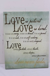 Framed Love Is Patient Scripture Wall Art 15 x 19