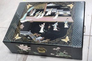 Decorative Asian-Style Lacquered Storage Chest - 36 X 26 X 12 in