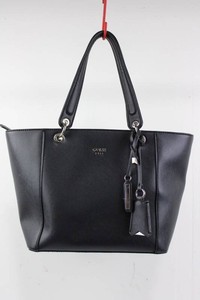 GUESS 1981 Black Saffiano-Style Zip-Top Tote Handbag