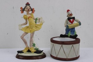Vintage Clown music box & Dancing Girl Figurine