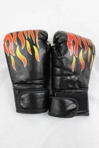 Boxing Training Gloves With Flame Graphic
