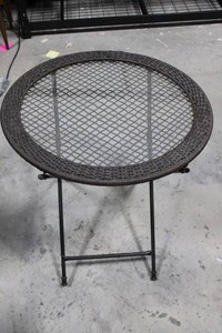 Wicker-Top Round Accent Outdoor Table - 27 in Diameter X 28 in H