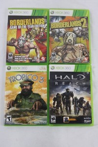 Xbox 360 Borderlands, Halo Reach & Tropico 3