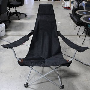Black Folding Sling Camp Chair With Armrests