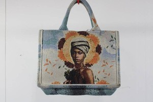 Woven Tapestry Tote Bag With Figurative Design