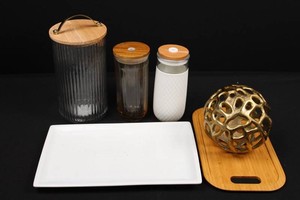Hearth & Hand Kitchen Canisters, Tray & Decor - 6-Piece Mixed Lot