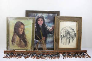 Native American Portraits & Beaded Decor Mixed Lot