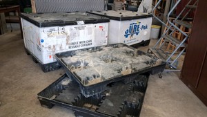 2 LARGE STACKABLE PALLET SIZED CONTAINERS