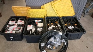 4 LARGE HEAVY DUTY BINS FILLED WITH BRAND NEW ASSORTED BELTS