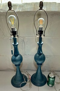 Light blue lightweight compositon table lamps