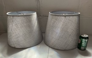 Grey Cloth lampshades pair