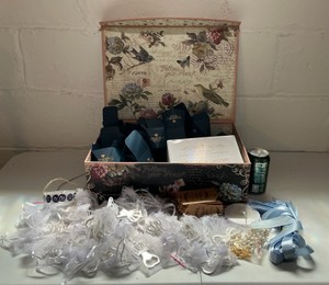 Wedding favor boxes, bottle openers stickers, tags, gift bags