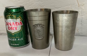 Pair of vintage German pewter souvenir breakerscups, Schutzen 05 Barsinghausen
