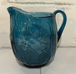 Vintage Anchor Hocking Colonial tulip blue glass pitcher
