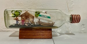 Vintage Philippines Scene Hut People in a bottle