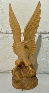 Hand carved wooden american eagle statue