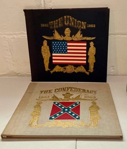 Lot of 2 Vintage Columbia records civil war book & LP sets, The union & confederacy