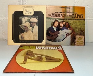Lot of 3 vintage vinyl LPs- The mamas & papas, The ventures christmas & great gatsby