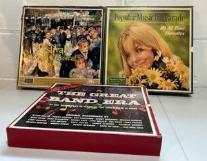 Lot of 3 vintage vinyl box seta- Readers digest light classical, great band era & hit parade