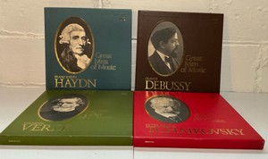 Lot of 4 Time-Life great men of music vinyl box sets- Tchaikovsky, Hayden, Debussy & Verdi