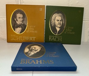 Lot of 3 Time-Life great men of music vinyl box sets- Bach, Brahms & Schubert