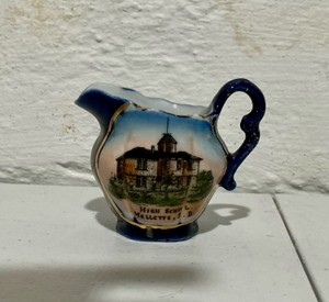 Antique souvenir China creamer pitcher- High school Mellette, S.D local history German