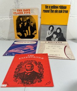 Lot of vintage sheet music & songbooks, The Dave Clarke five, Scott Joplin