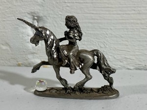 Vintage pewter rearing unicorn figurine, fantasy collectable