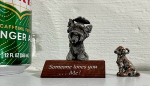 Vintage pewter schnauzer dog & mini charm