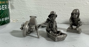 1987 Gallo pewter 4-piece sports set, catcher & golf cart pieces