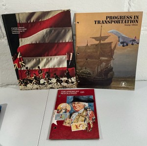 USPS Vintage stamp albums lot, American revolution, Bicentennial & Transportation