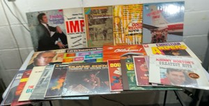Vintage vinyl LP record collection, mixed lot including Johnny Horton, Duane Eddy & Freddy Fender