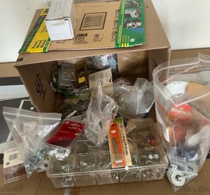 Misc. nails, fasteners, garage items
