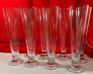 Vintage tall footed pilsner beer glasses, set of 8