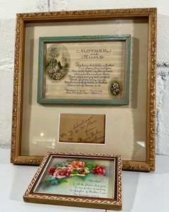 Vintage Framed Mothers Love Prints old wood frame pictures