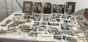 Large lot Vintage Black and White Family photos horse people Beer